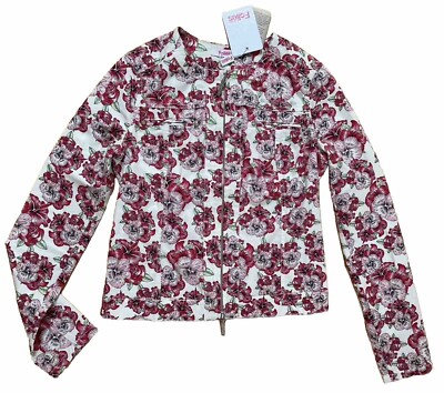 BLUGIRL FOLIES Jacke Gr. 38 S/M  weiß pink Baumwolle geblümt