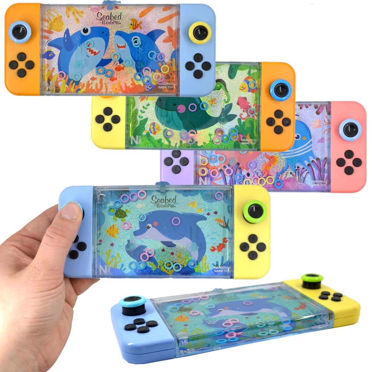 LG-Imports Geduldsspiel Wasser Fische Glitzer Meerestiere Ringe Kinder 3 Stück W