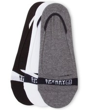  55 Sperry Men's 3 Pair Pack Black White No-Show Stretch Liner Socks Shoe 6-9