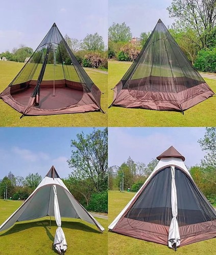 Tenda 12'x 10' x8' Grande Torre Spaziale Campana Tipi per Famiglia 3-4 Persone Tende Campeggio - Foto 4 di 10