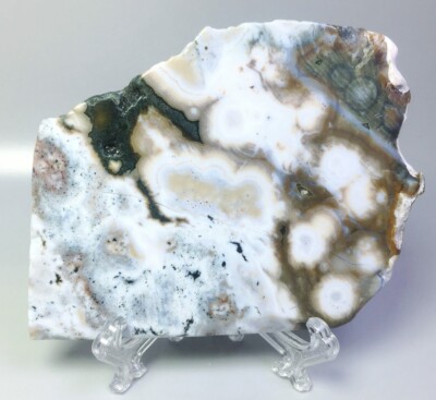 Natural Polished Ocean Jasper Agate Quartz Crystal Slice Stone Reiki /Stand