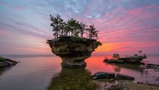 Landscape nature rocks clouds usa island sea sunset Custom Gaming Mat Desk