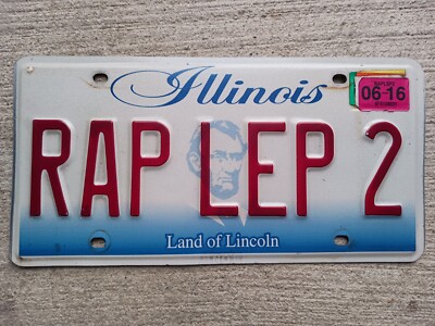 2016 Illinois Personalized Vanity License Plate RAP LEP 2