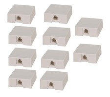 10pc 1 Port RJ11 6P4C Telephone/Phone Line White Modular Jack Surface Mount Box