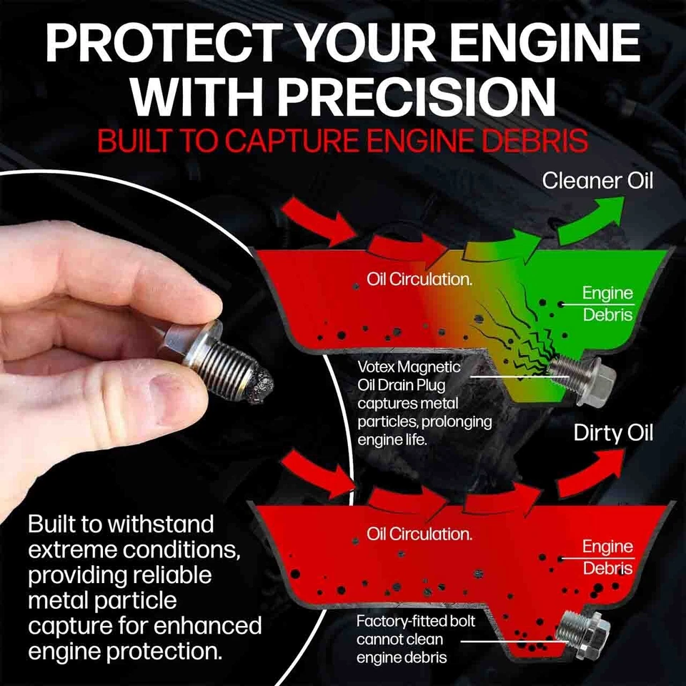 Tapón de drenaje de aceite de motor de acero inoxidable con imán de neodimio Hyundai | Kia Foto 3 de 4