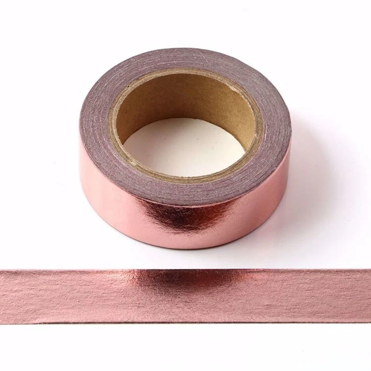 SYNTEGO 2x Rose Gold Foil Washi Tape Decorative Self Adhesive Masking Tape 15mmx 10 mtrs