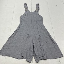 Vintage Black White Button Strap Flowy Zip Back Romper Women s Size 7/8 USA