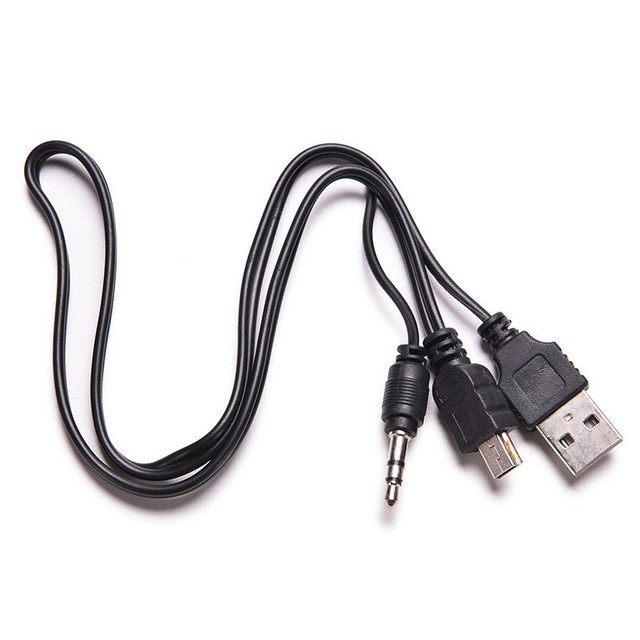 USB2.0 Charging Cord to Mini USB Male + 3.5mm Jack Plug Audio Cable