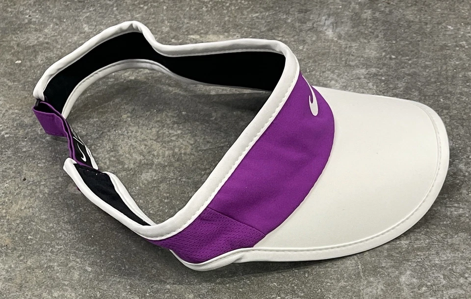 Nike Dri-Fit Peso Pluma Púrpura Blanco Swoosh Tenis Correr Visera Ajustable Foto 3 de 4
