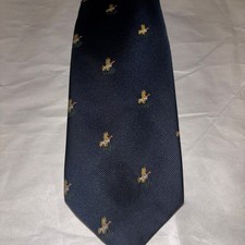 Vintage Hathaway Waterville Maine Navy Blue Novelty Pheasant Bird Silk Blend Tie