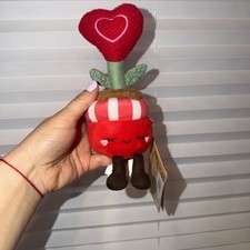 Greenhouse by russ Heart Flower Soft Plush Stuffed Animal, Small Red Pot