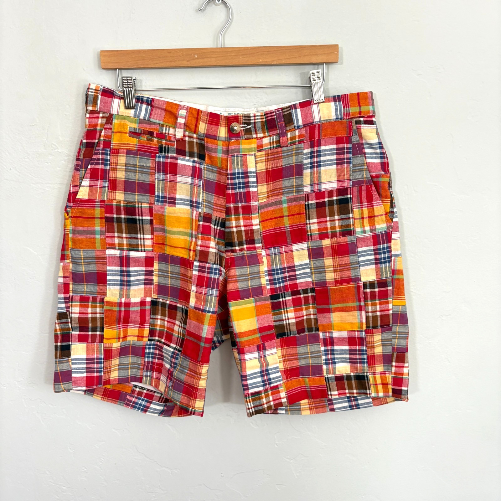Kiel James Patrick Indian Madras Patchwork Shorts… - image 1