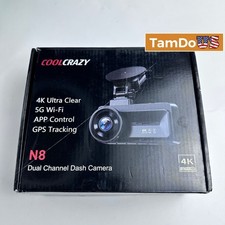 Coolcrazy N8 4K Dual Dash Cam, 5G WiFi, GPS Tracking, App Control