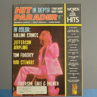 Hit Parader Magazine 1972 January Rolling Stones Rod Stewart Ships Free In USA