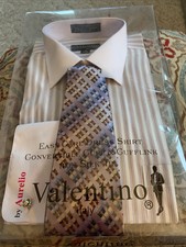 Valentino Mens Dress Shirt Silk Tie And Cuff links Gift Set New In Package