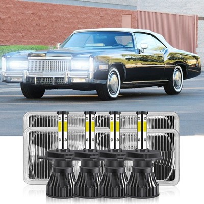 For Cadillac Eldorado 1975-1985 Pair 4x6'' inch Hi/Lo Beam Headlight DRL Lamp DOT