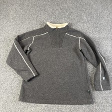Kuhl Alfpaca Fleece Sweater Mens Medium Gray 1/4 Zip Mock Neck Pullover Outdoor