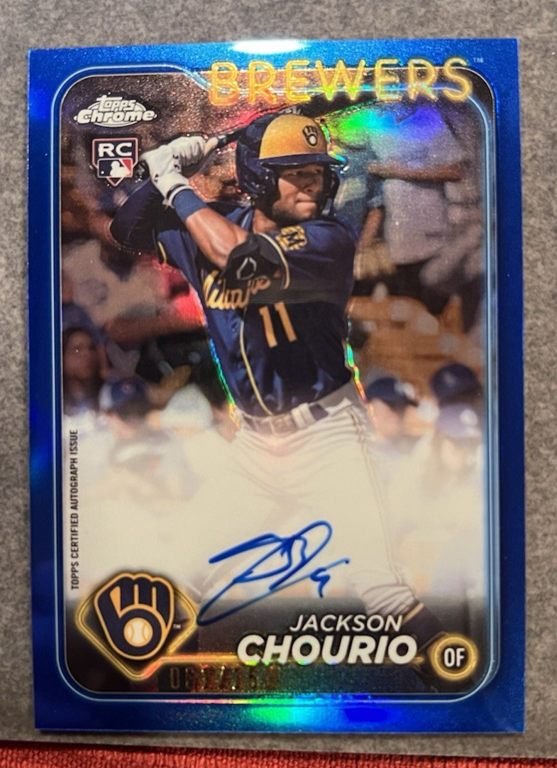 2024 Topps Chrome Jackson Chourio True Blue Auto /150 RC Rookie Brewers CLEAN!