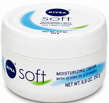 Nivea Soft Moisturizing Creme Refreshing Jojoba Oil Vitamin E Formula 6.8 oz