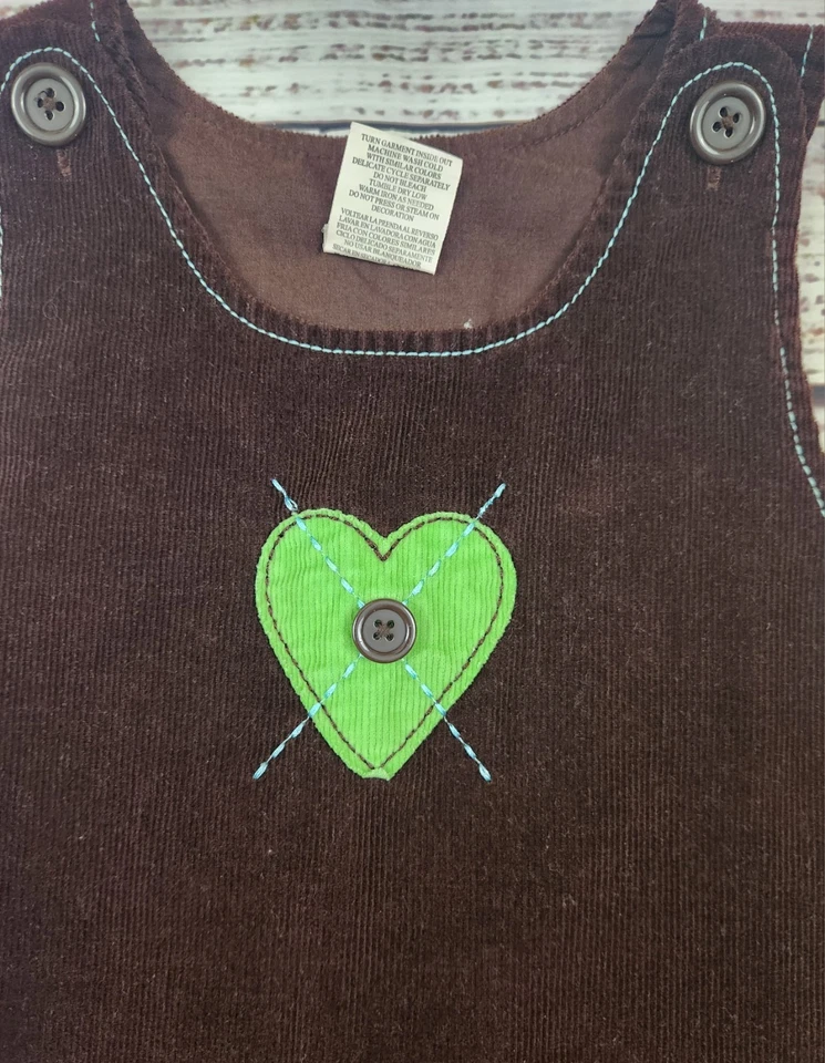 Conjunto de jersey y suéter Argyle de pana corazón vintage Y2K - talla 5 - marrón y azul Foto 2 de 4