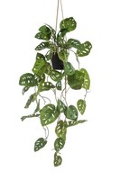 Artplants Kunstpflanze Philodendron Monstera Blumenampel Vanielle, 80Cm