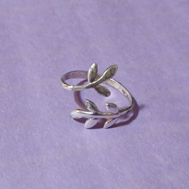 Sterling Silver 925 Leaf Wrap Adjustable Ring Siz… - image 1