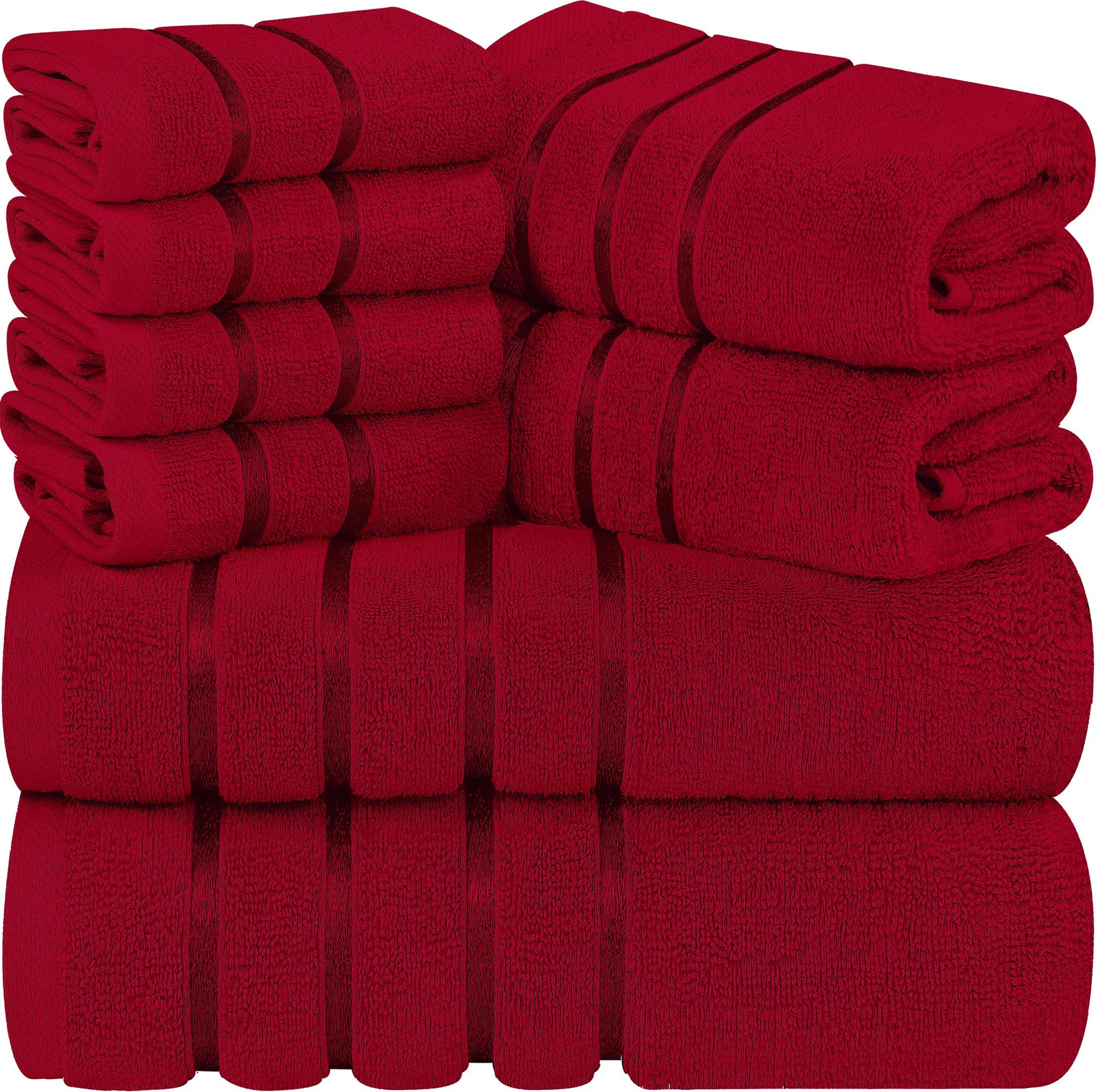 8-Piece Luxury Towel Set with 2 Bath, 2 Hand Towels, and 4 Washcloths, 600 GSM