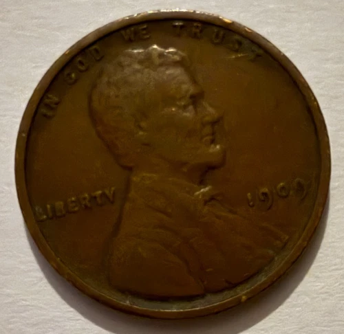1909 P Lincoln Wheat Cent Very Good (VG) Circulated Condition 1st Year Penny 1c