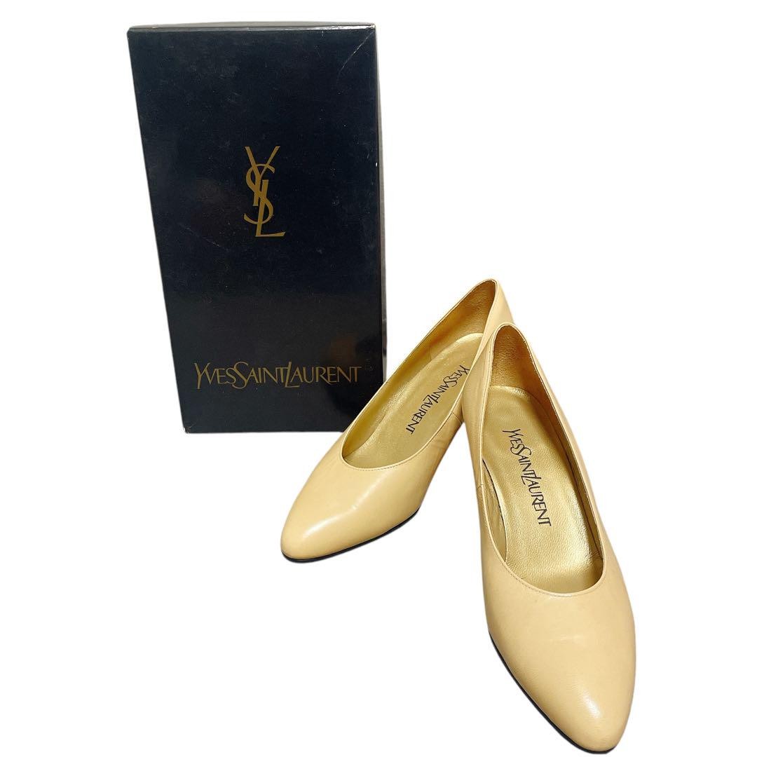 Saint Laurent decolte tacco YSL EU36 US6 pelle beige 09259a