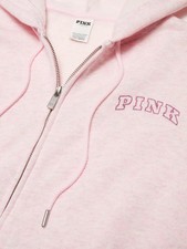 Victoria's Secret XLARGE PINK IVY FLEECE CAMPUS FULL-ZIP HOODIE Heathered Pink