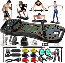 Push Up Board,36 in 1 Home Gym w/ Ab Roller Wheel  Resistance Bands Portable