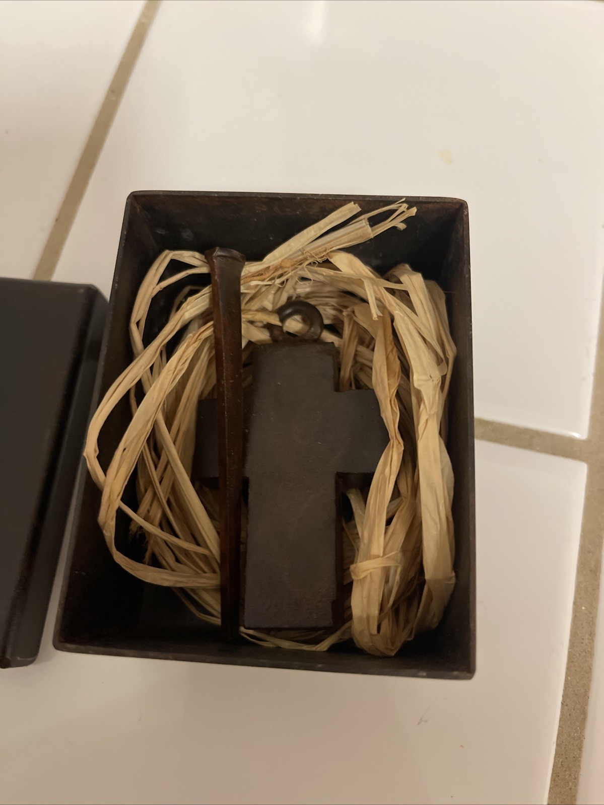 Jan Barboglio House Blessing Cross with Nail and Trinket Box Iron Forged Metal