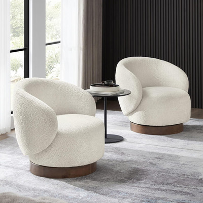 Swivel Accent Chair round Barrel Armchair Upholstered Performance Fabric for Liv