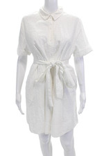 Lisa Marie Fernandez Women Shirt Dress White Short Sleeve Cotton Size L