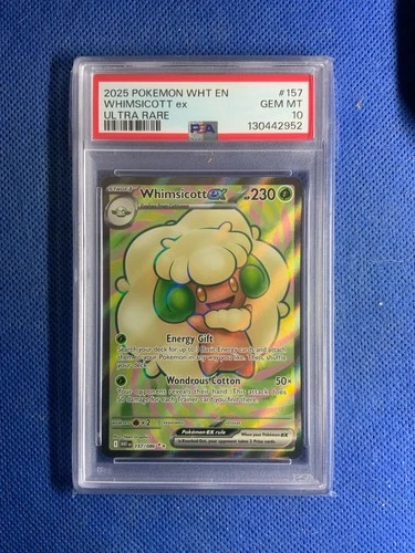 2025 POKEMON WHT EN-WHITE FLARE ULTRA RARE #157 WHIMSICOTT EX PSA 10