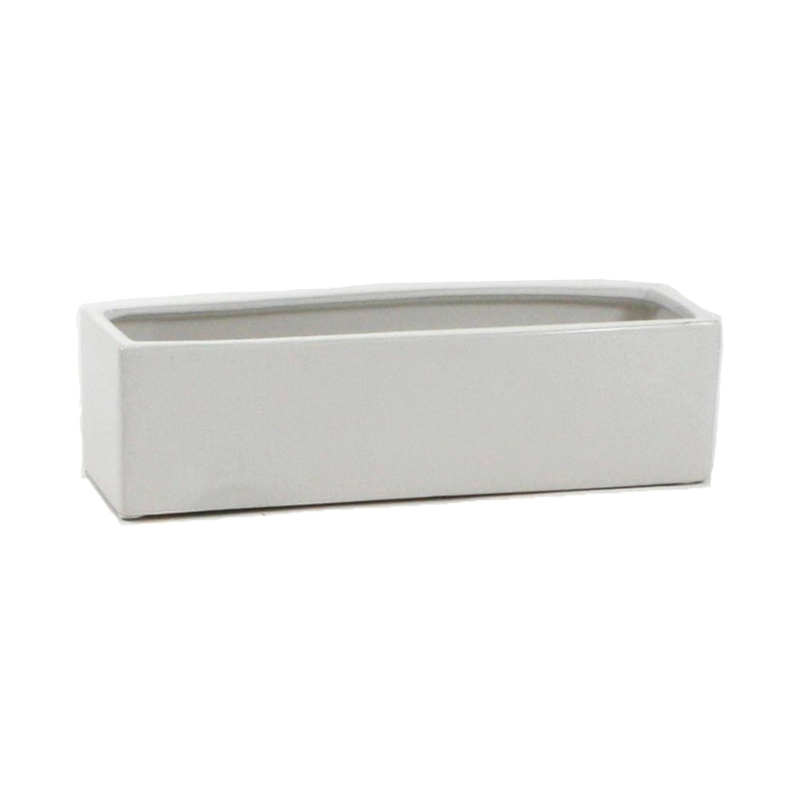 White Ceramic Rectangular Planter Vase 14x4x4 Inches