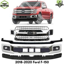Front Bumper Face Bar Chrome & Grille Assembly Kit For 2018-2020 Ford F-150