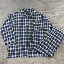 VTG Brooks Brothers Plaid Pajama Set Mens L Long Sleeve Button Down Pants Cotton