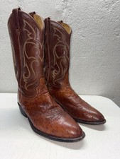 Vintage Tony Lama Ostrich Cowboy Boots Men's Size 12 D USA Made Brown