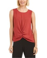 Alfani Top Round Neck Sleeveless Twist Front Solid Red Size XXL NEW NWT 352