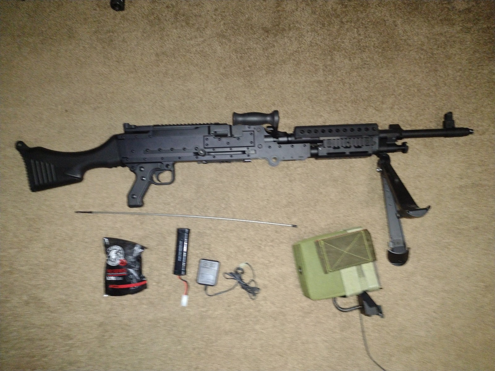 Lancer Tactical Full Metal FN M240B Airsoft AEG MMG Belt Fed W/Box mag