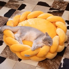 CheerPals Twisted Pet Bed Cat Bed Sofa with Cushion for Indoor Cats Puppy Yellow