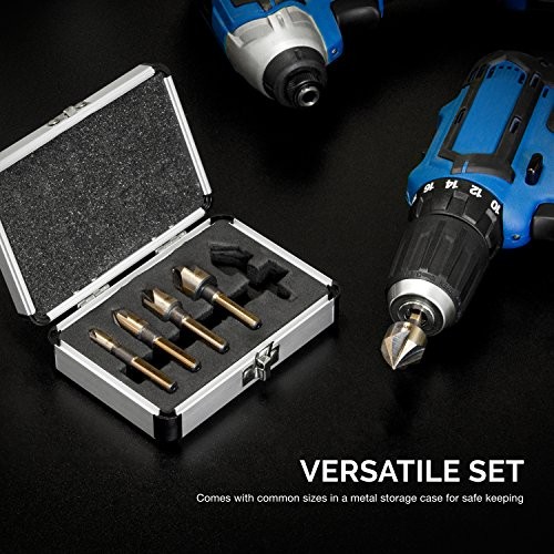  10218A Countersink Drill Bit Set, M2 High Speed Steel, 1/4” Tri-Flat Shank | 