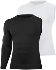 2 Pack Basketball One Arm Compression Undershirt for Men Long Sleeve 1/2 Sing...