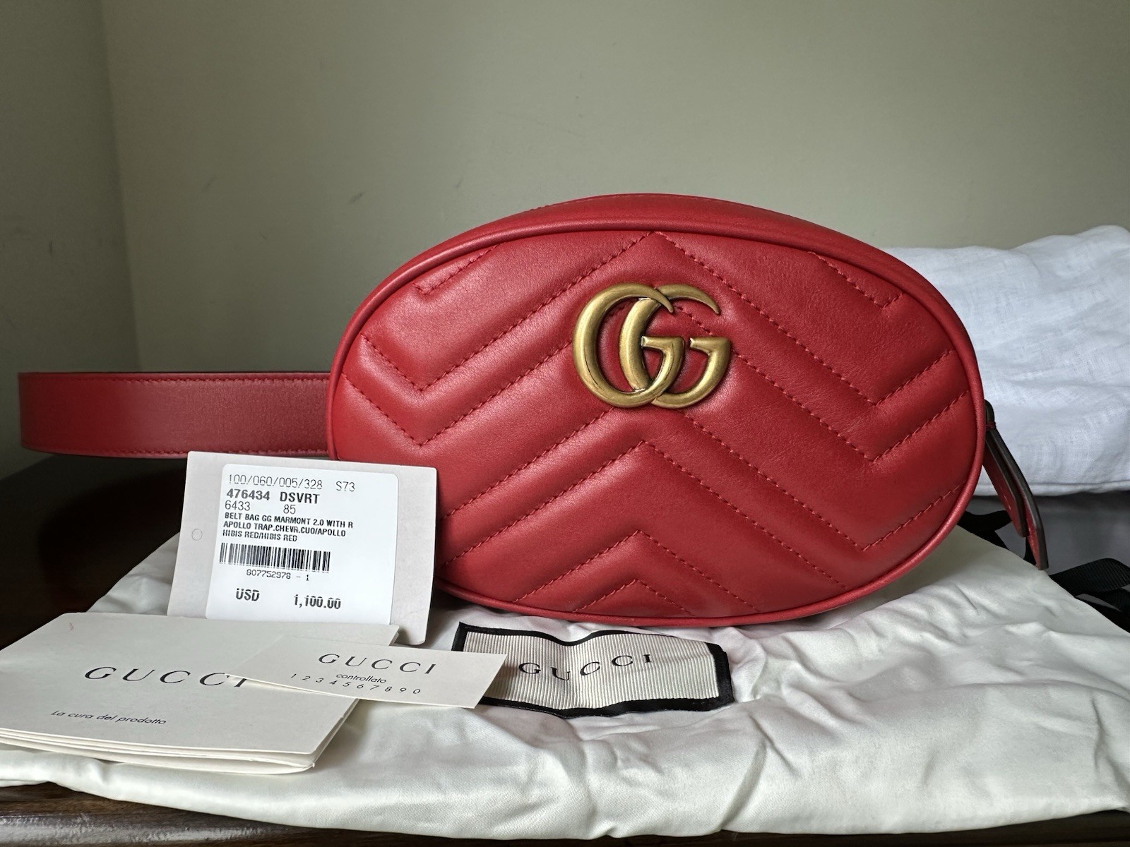 Gucci GG Marmont 2.0 Mini Belt Bag in Hibiscus Red Apollo Leather-image