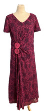 Jacques Vert Cerise Chiffon Floral Dress Corsage Detail Lace Trim UK 12 BNWT