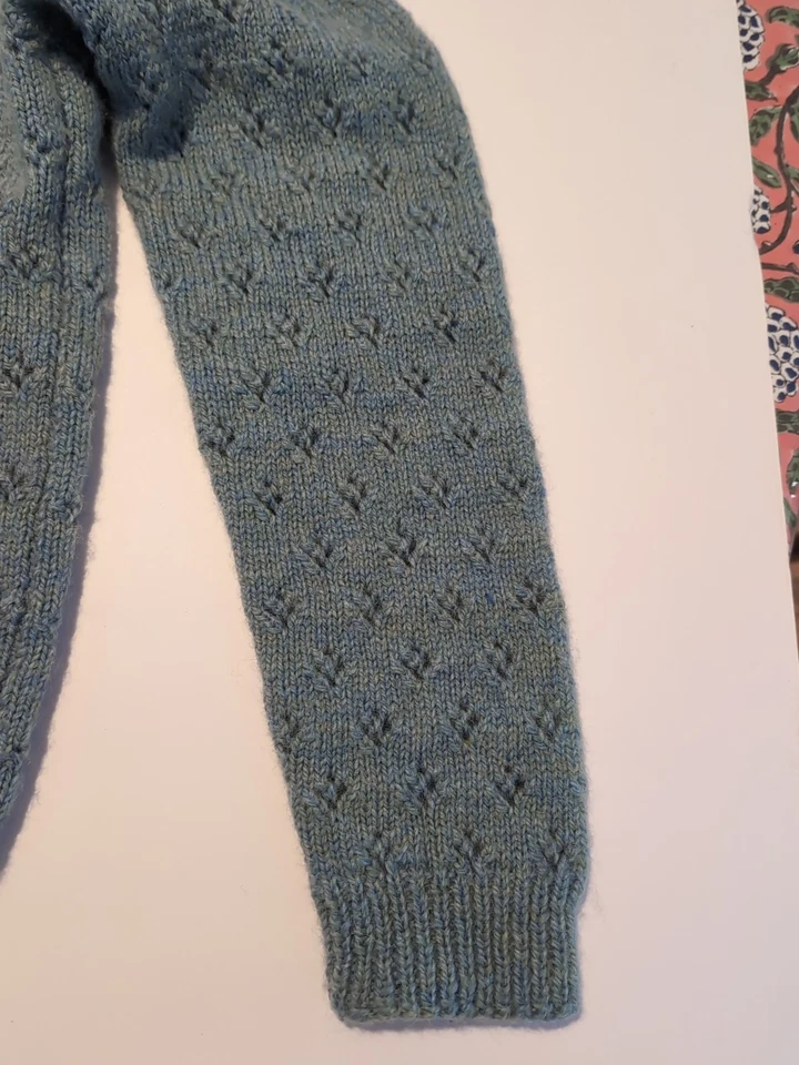 Suéter suéter de lana hecho a mano azul jaspeado para mujer pequeño mediano Foto 3 de 4