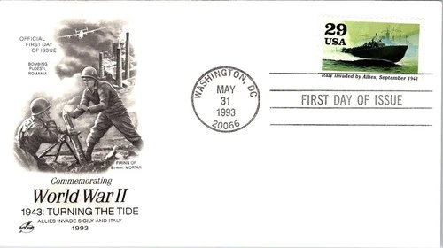 S07-9071, WWII 1943, ITALY INVADED BY ALLIES, ARTCRAFT FDC