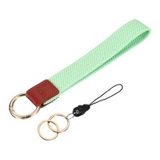 7" Keychain Wristlet, Key Chain Bracelet with Double Rings Powder Green