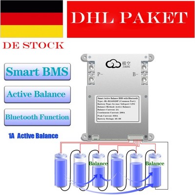JK BMS 4S-8S 100A LiFePO4/Li-ion w/1A Active Balance + BT & RS485 SDE